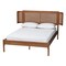 Baxton Studio Eridian MidCentury Modern Walnut Brown Finished Wood and Natural Rattan Queen Size Platform Bed 222-11891-ZORO - alternate 3